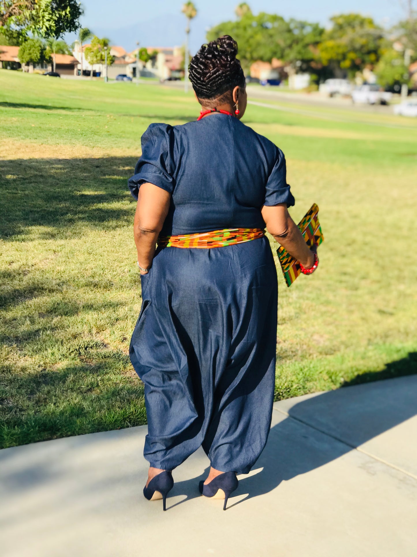 The Jada Denim Harem Jumpsuit - Shirley Girl Boutique