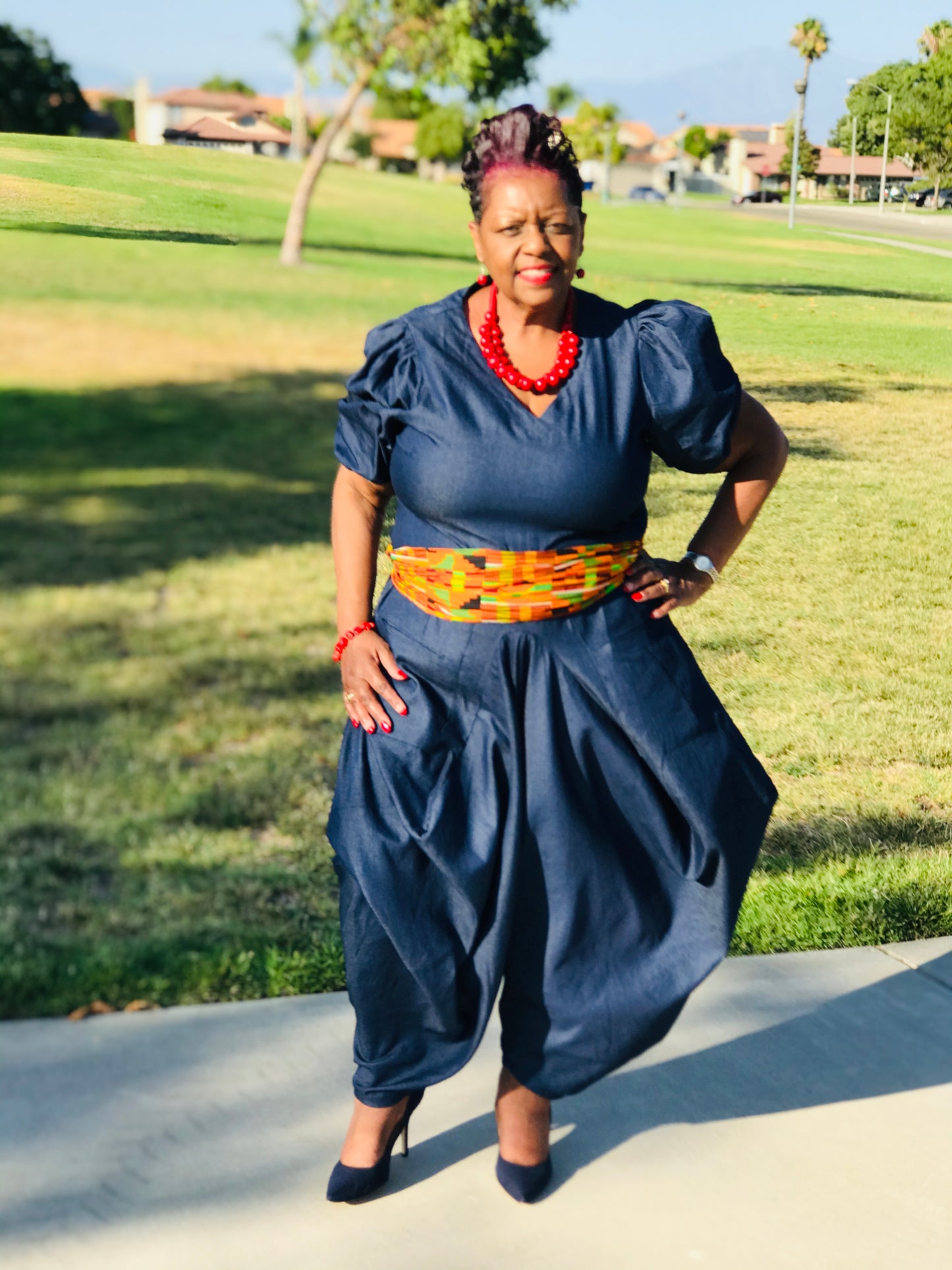 The Jada Denim Harem Jumpsuit - Shirley Girl Boutique