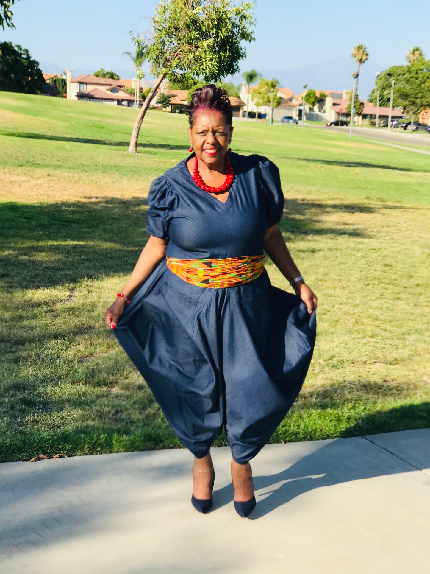 The Jada Denim Harem Jumpsuit - Shirley Girl Boutique