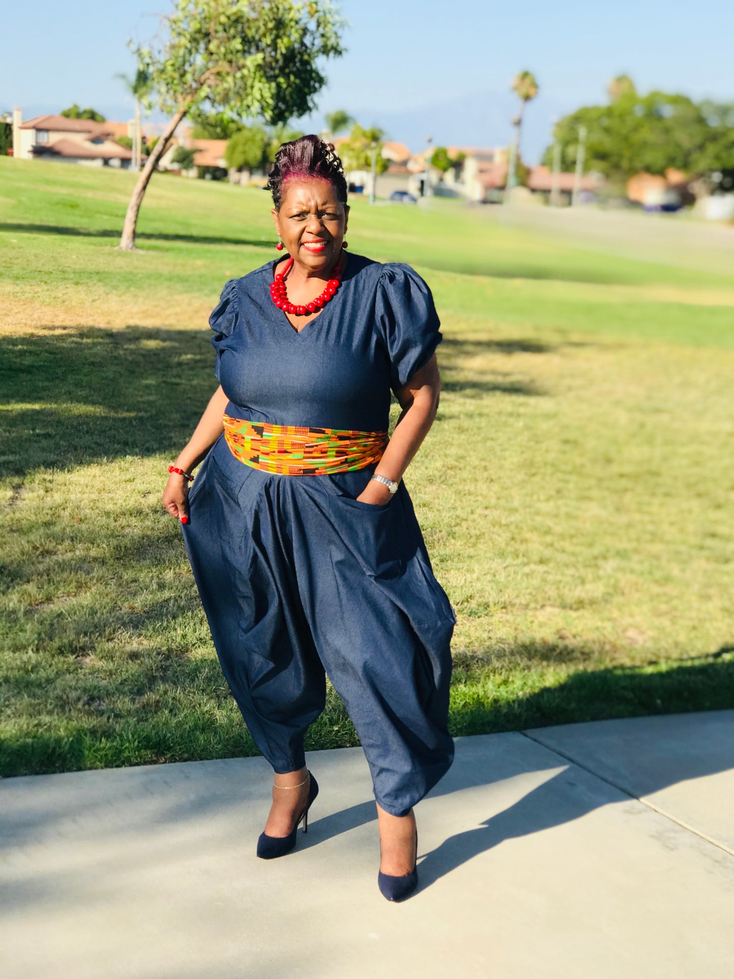 The Jada Denim Harem Jumpsuit - Shirley Girl Boutique