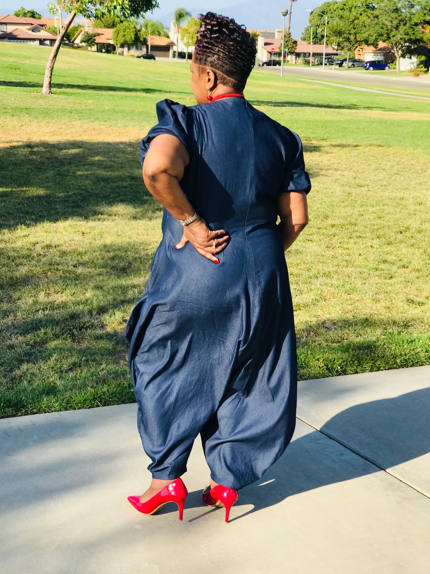 The Jada Denim Harem Jumpsuit - Shirley Girl Boutique