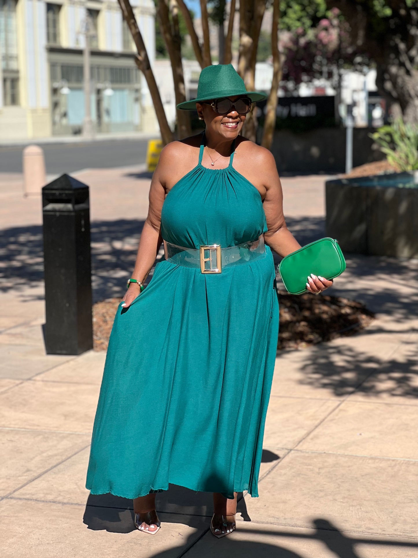 Emerald City Plus and Oversize Halter Maxi - Shirley Girl Boutique