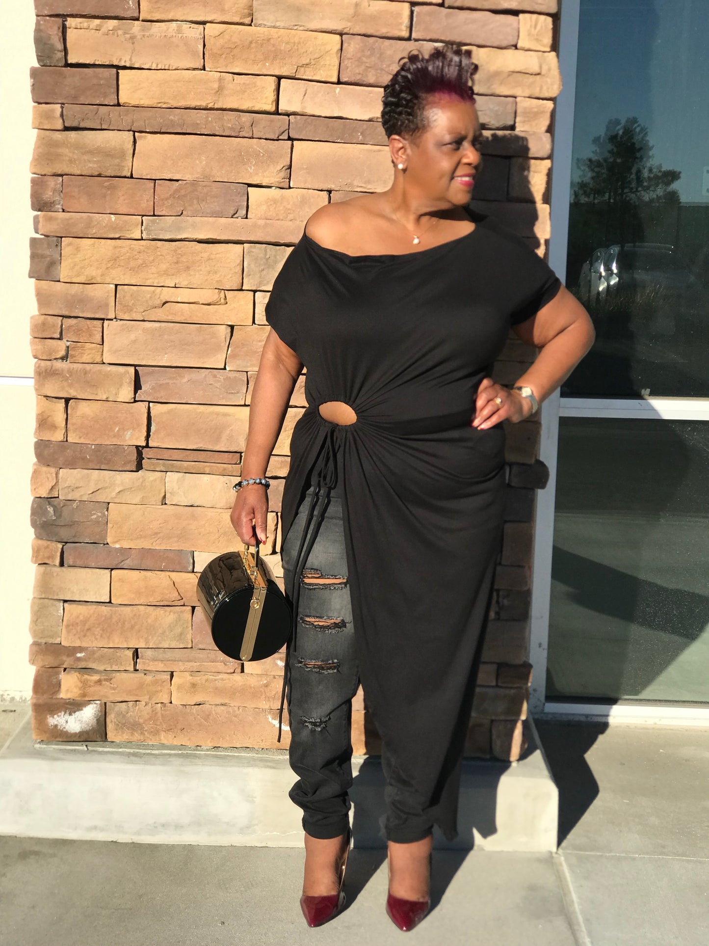 Midnight Plus Size  Off The Shoulder Maxi Top - Shirley Girl Boutique