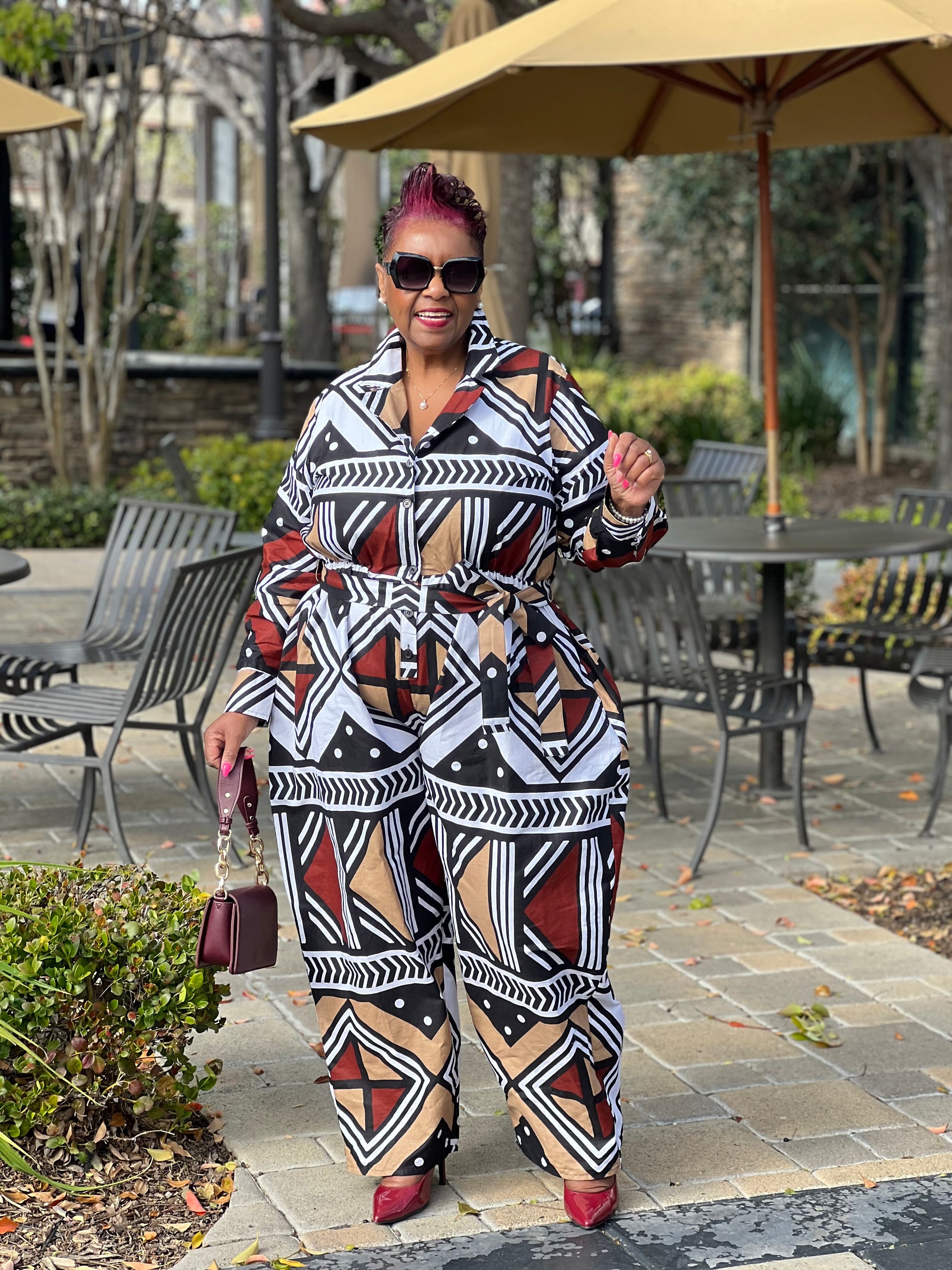 African Mud Cloth Jumpsuit - Shirley Girl Boutique