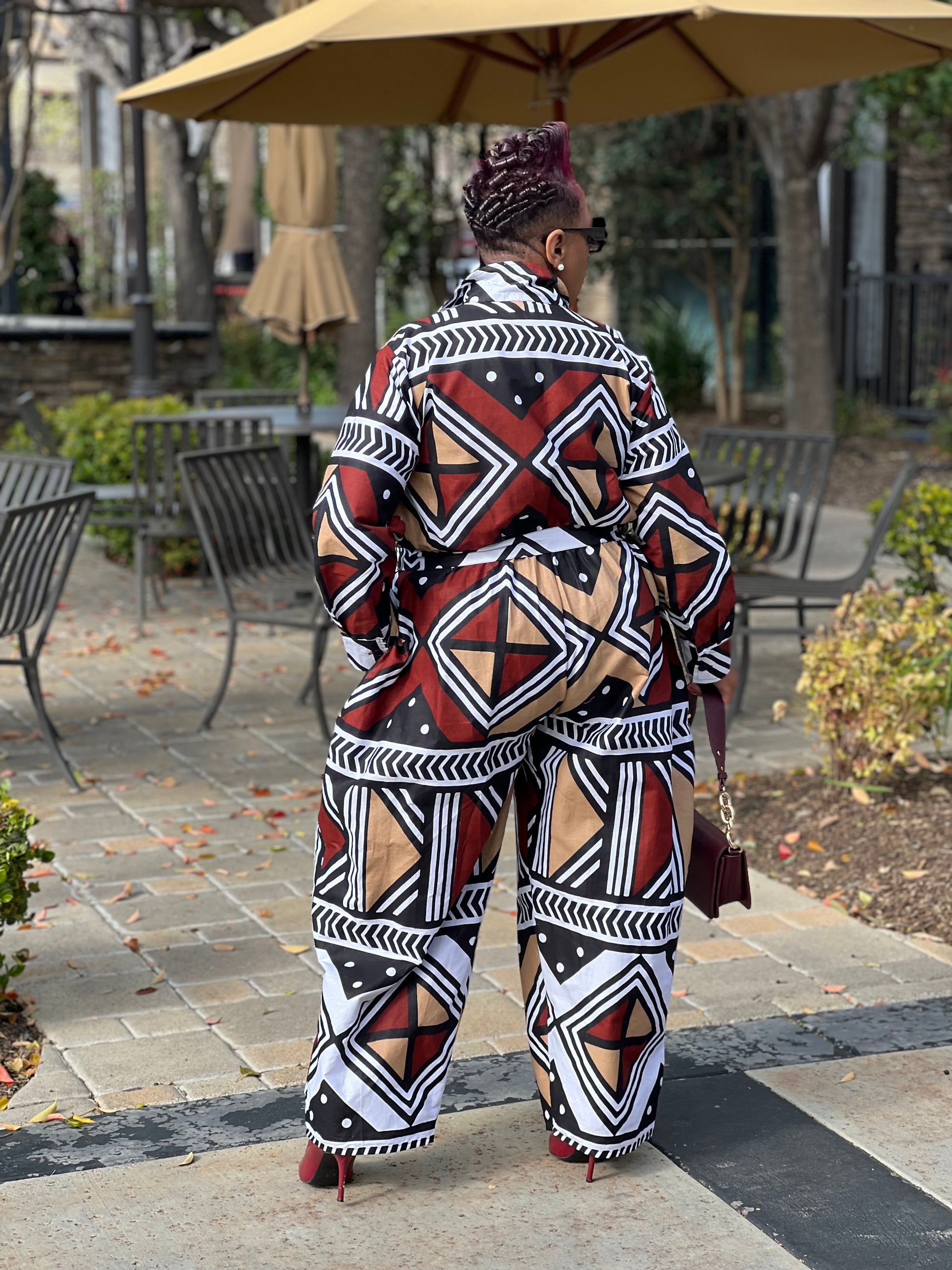 African Mud Cloth Jumpsuit - Shirley Girl Boutique