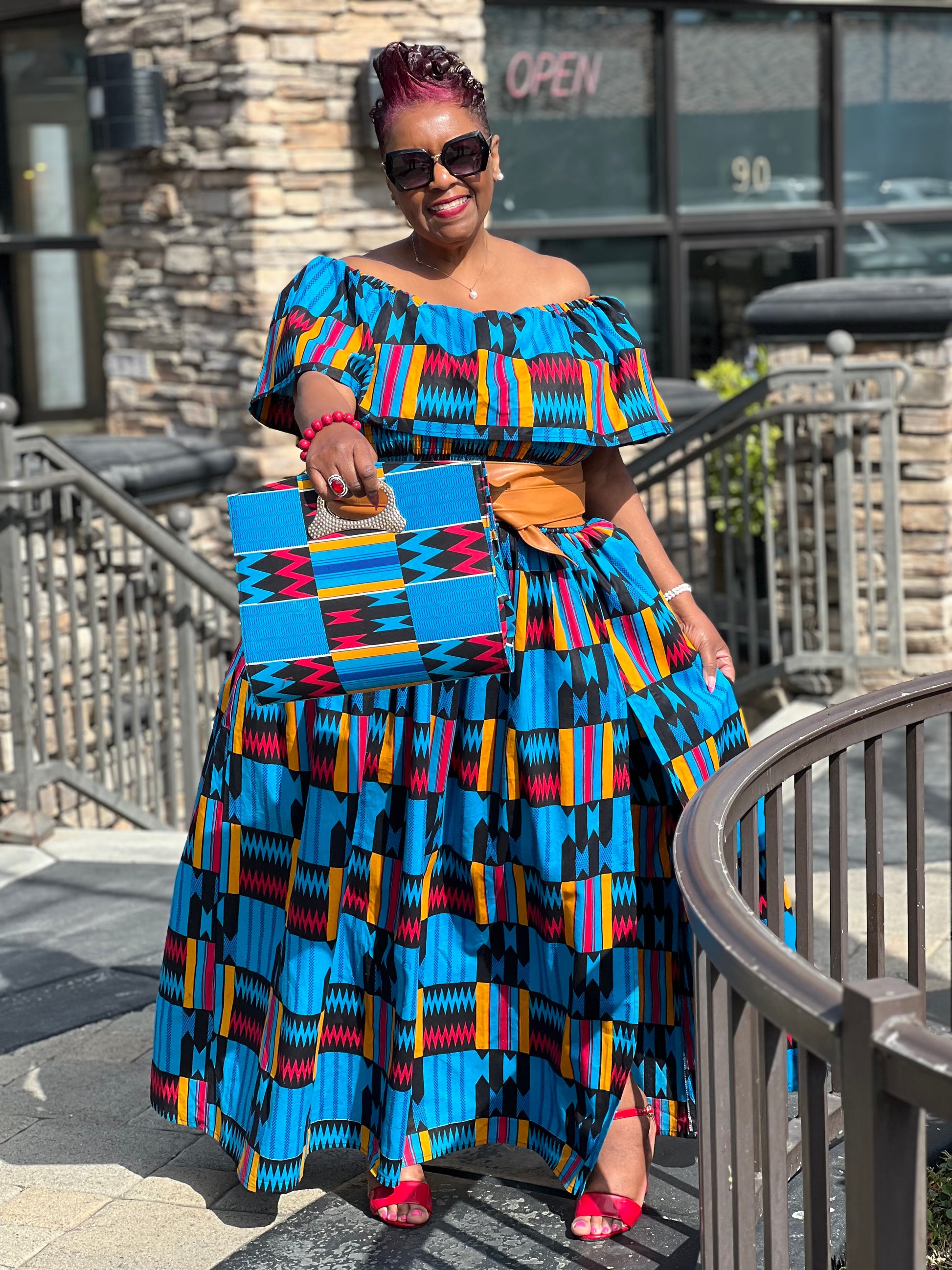 Londyn African Print Dress & Handbag - Shirley Girl Boutique
