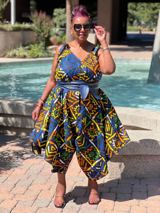 Raven African Print Harem Jumpsuit - Shirley Girl Boutique