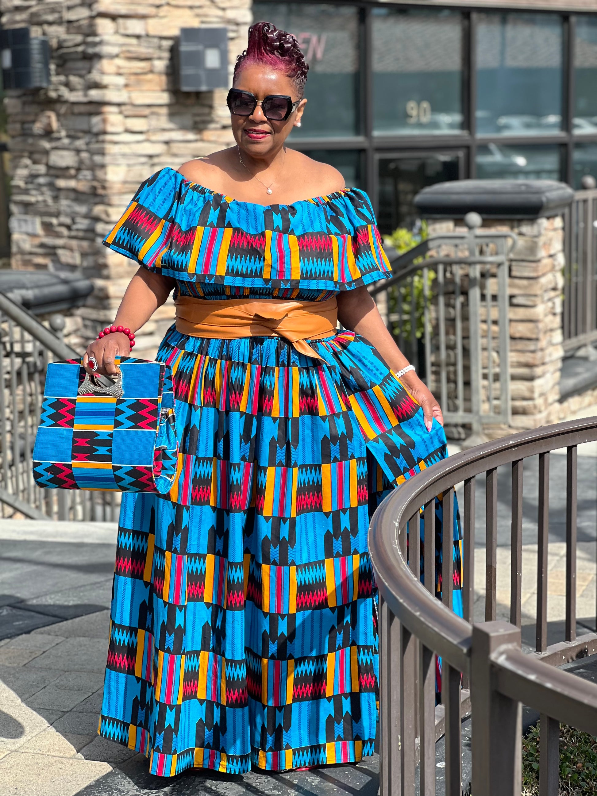 Londyn African Print Dress & Handbag - Shirley Girl Boutique