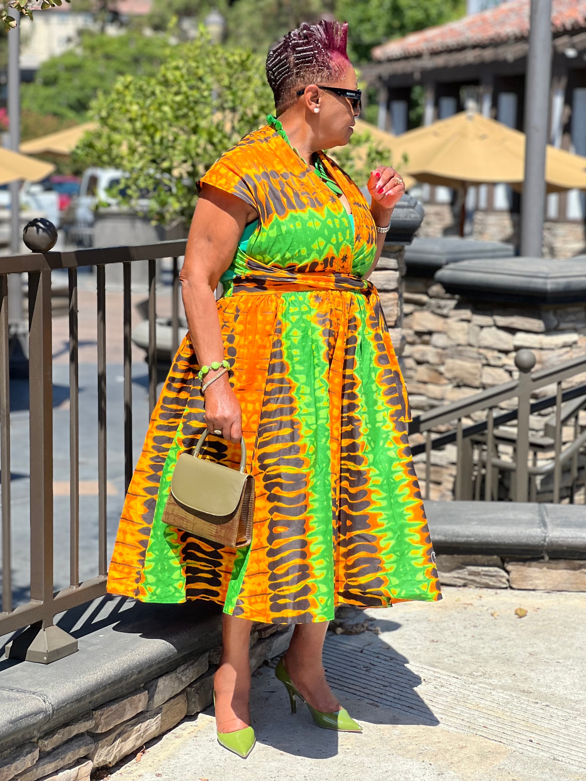 Sassy African Print Infinity Hi-Low Dress - Shirley Girl Boutique
