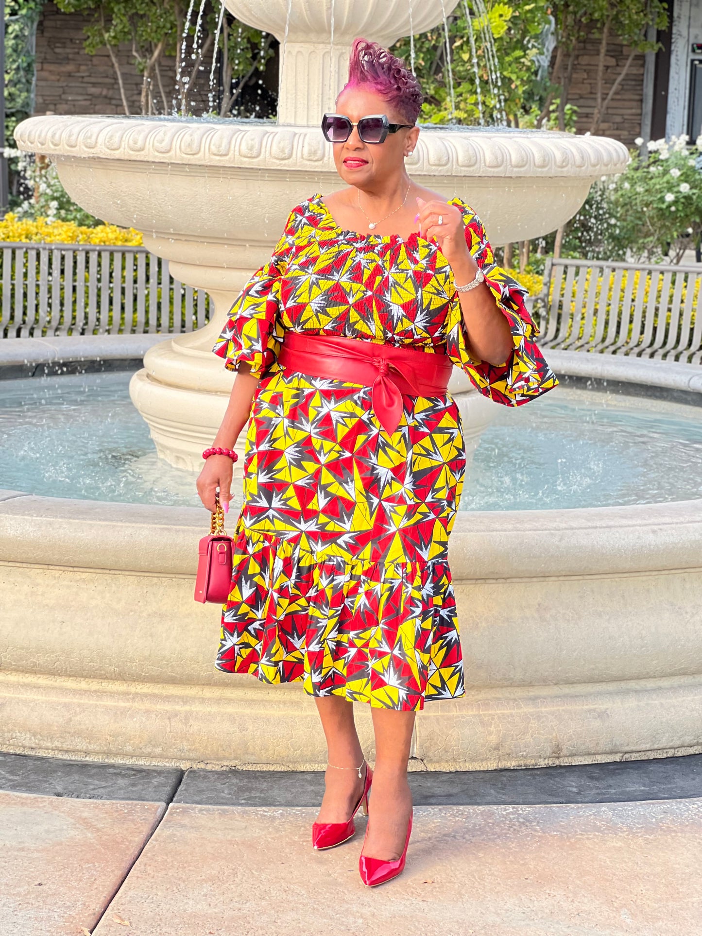 Dior African Print Midi Dress