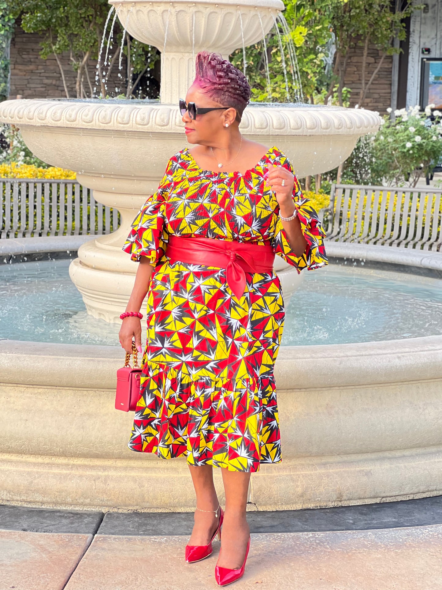 Dior African Print Midi Dress