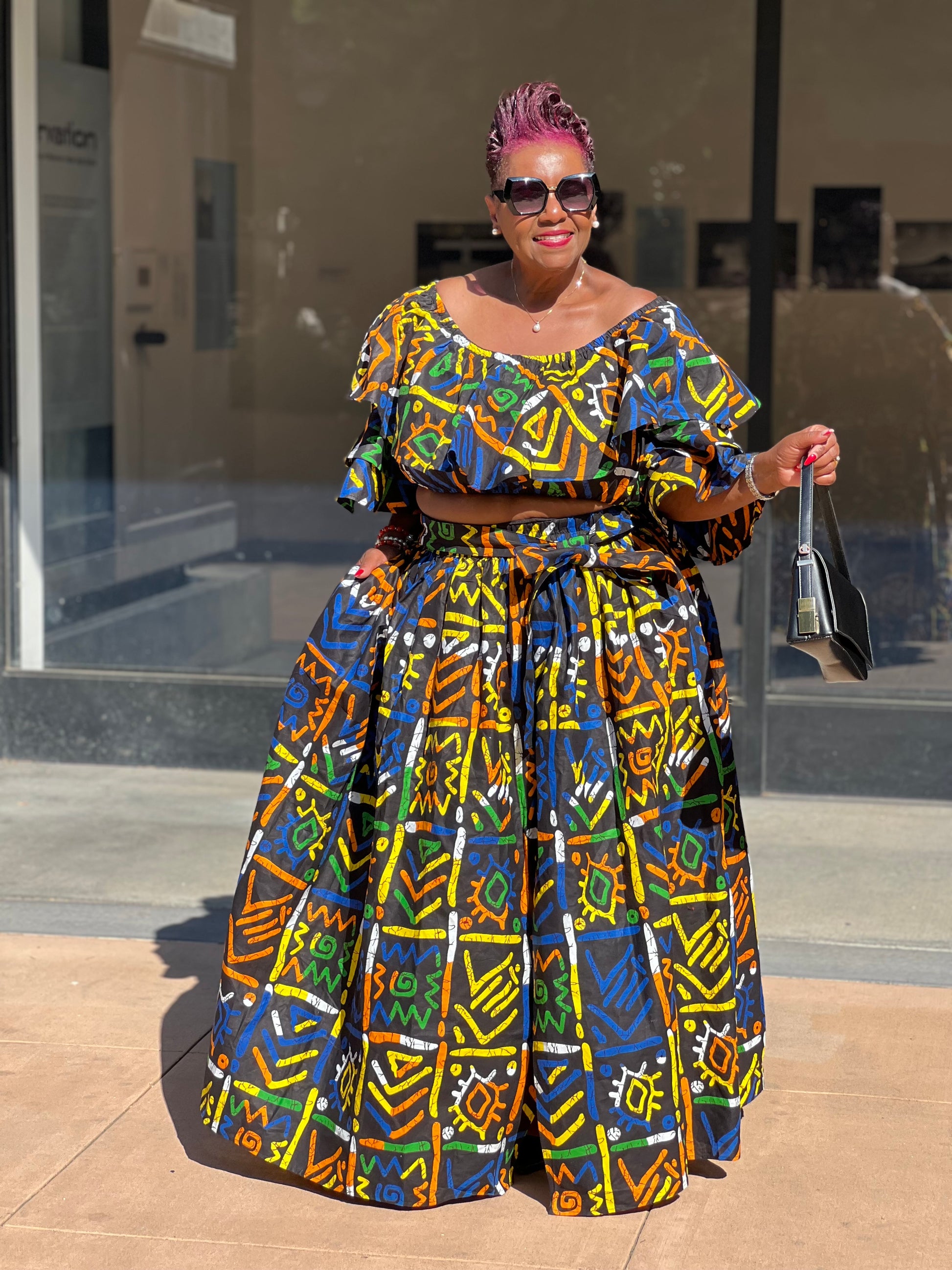 Parker African Print Skirt & Crop Top - Shirley Girl Boutique