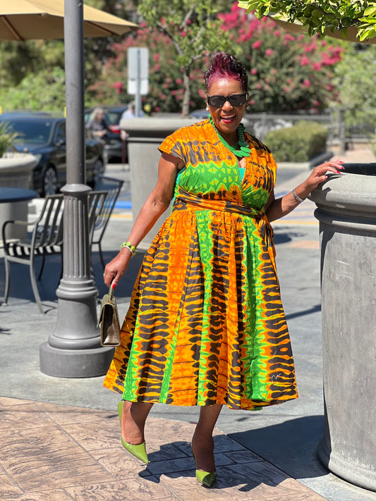 Sassy African Print Infinity Hi-Low Dress - Shirley Girl Boutique