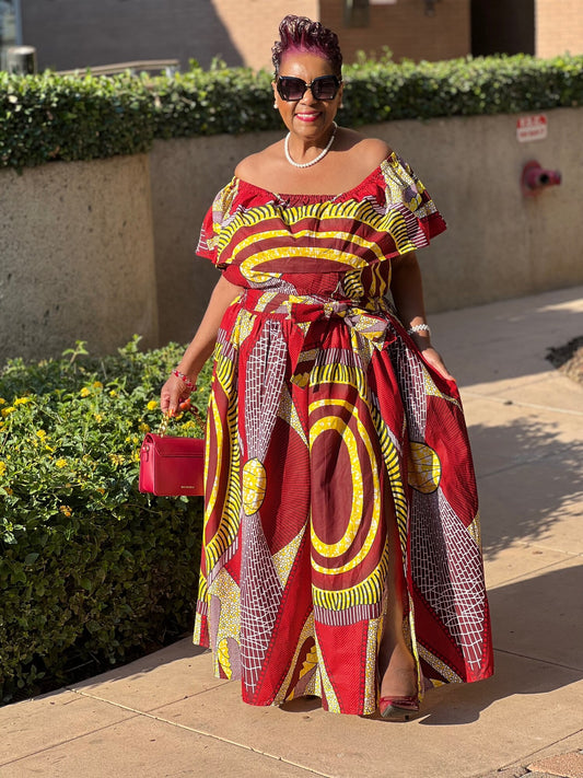 Faith African Print Skirt & Crop Top Set - Shirley Girl BoutiqueF