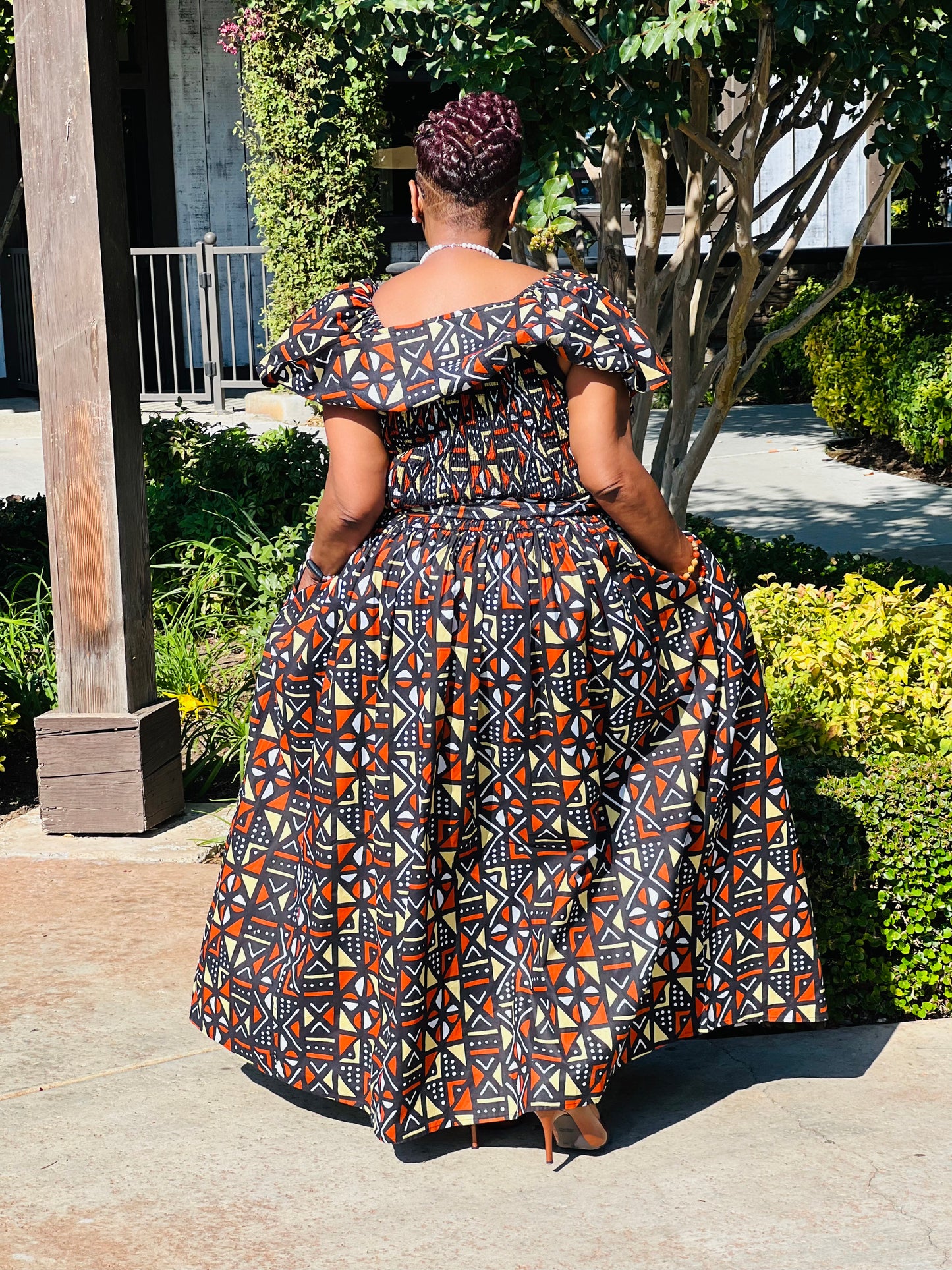 Demetria African Print Maxi Dress-Shirley Girl Boutique