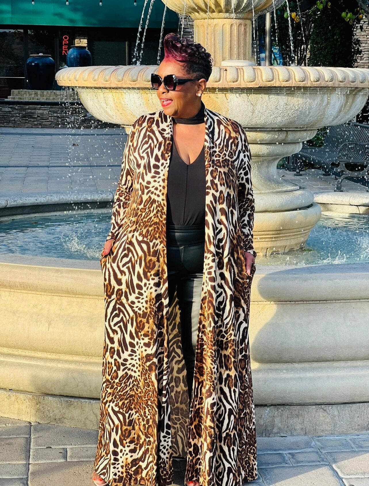 Leah Animal Print Maxi Duster - Shirley Girl Boutique