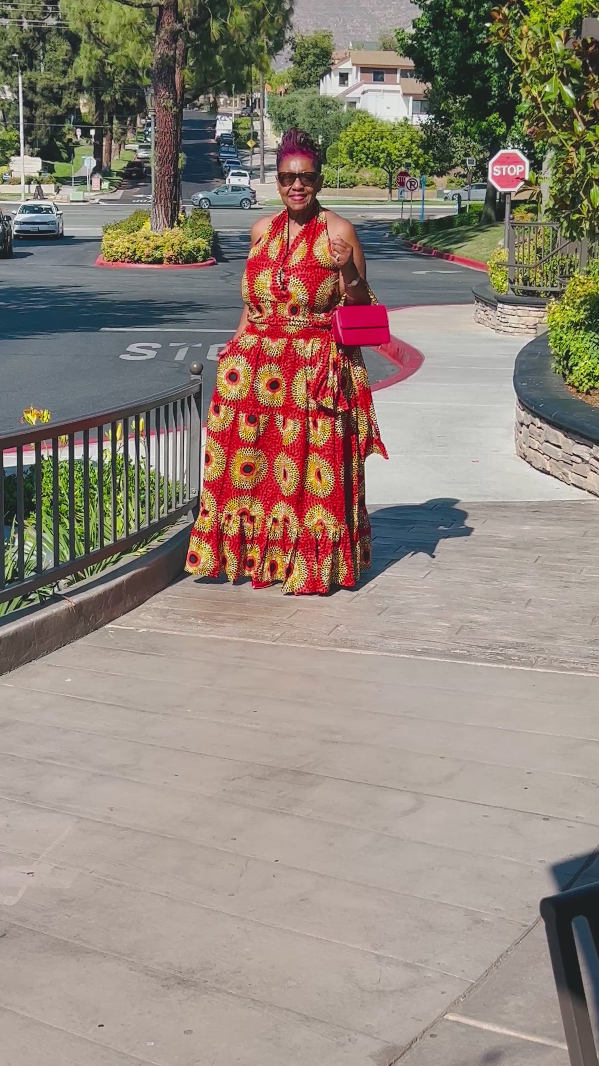 Crystal African Print Halter Dress-Shirley Girl Boutique