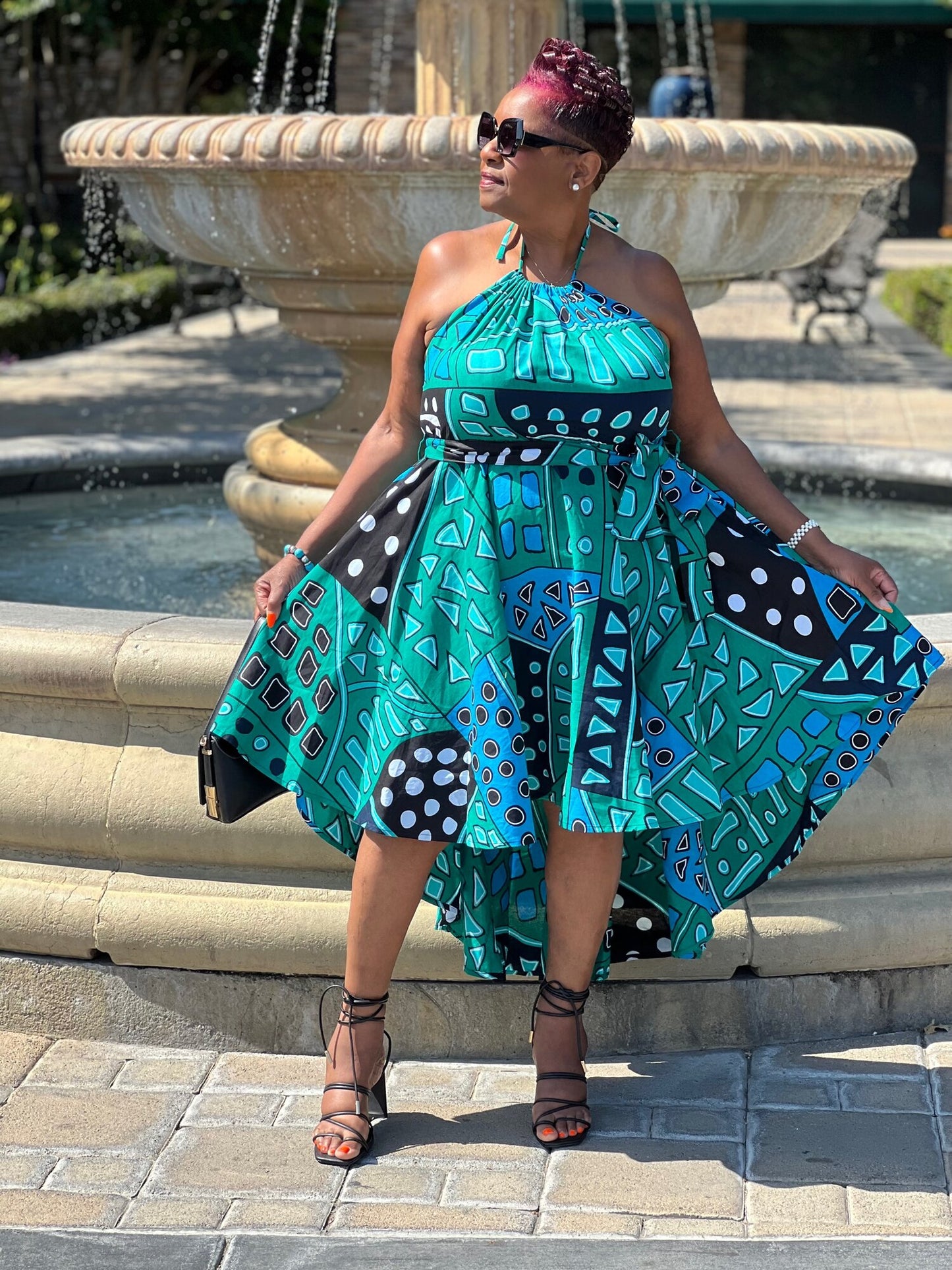 Skye Hi-Low African Print Dress