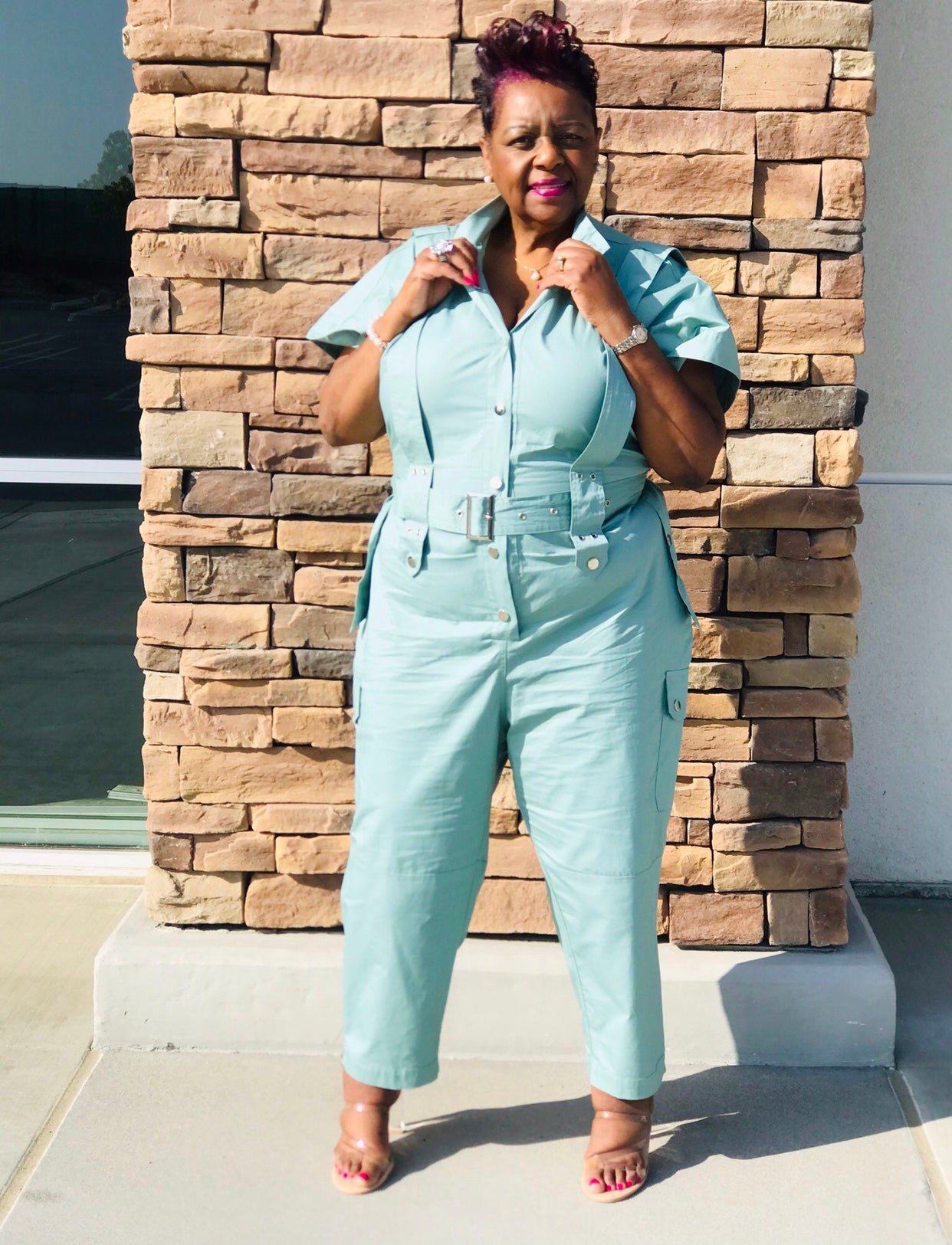 Sage Plus Size Cargo Jumpsuit Shirley Girl Boutique