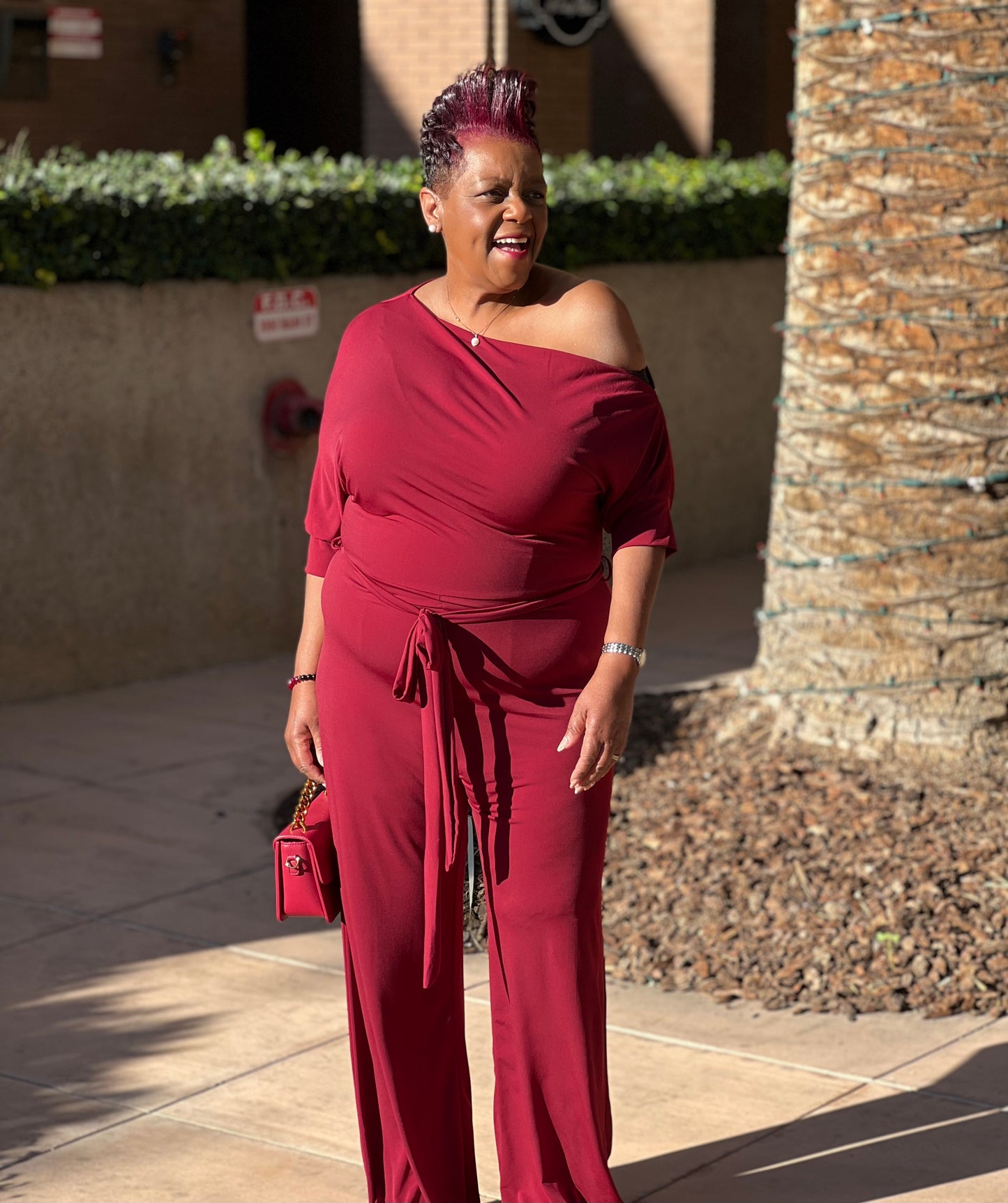 Layla Plus Size Asymmetrical Off The Shoulder Jumpsuit- Shirley Girl Boutique