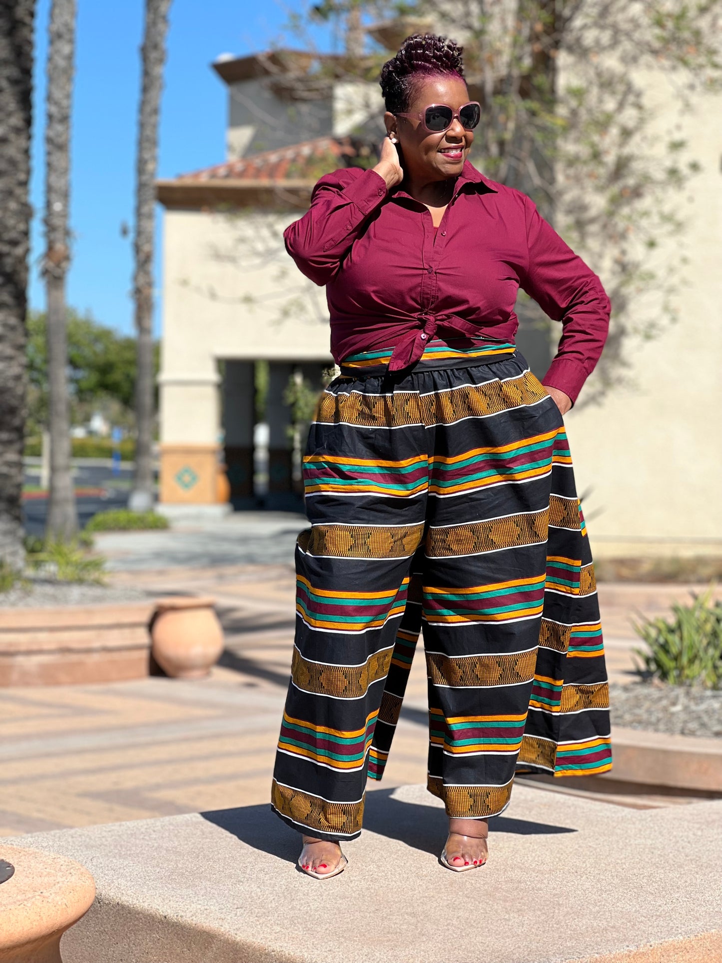 Tyra Palazzo Pants and Matching Handbag - Shirley Girl Boutique