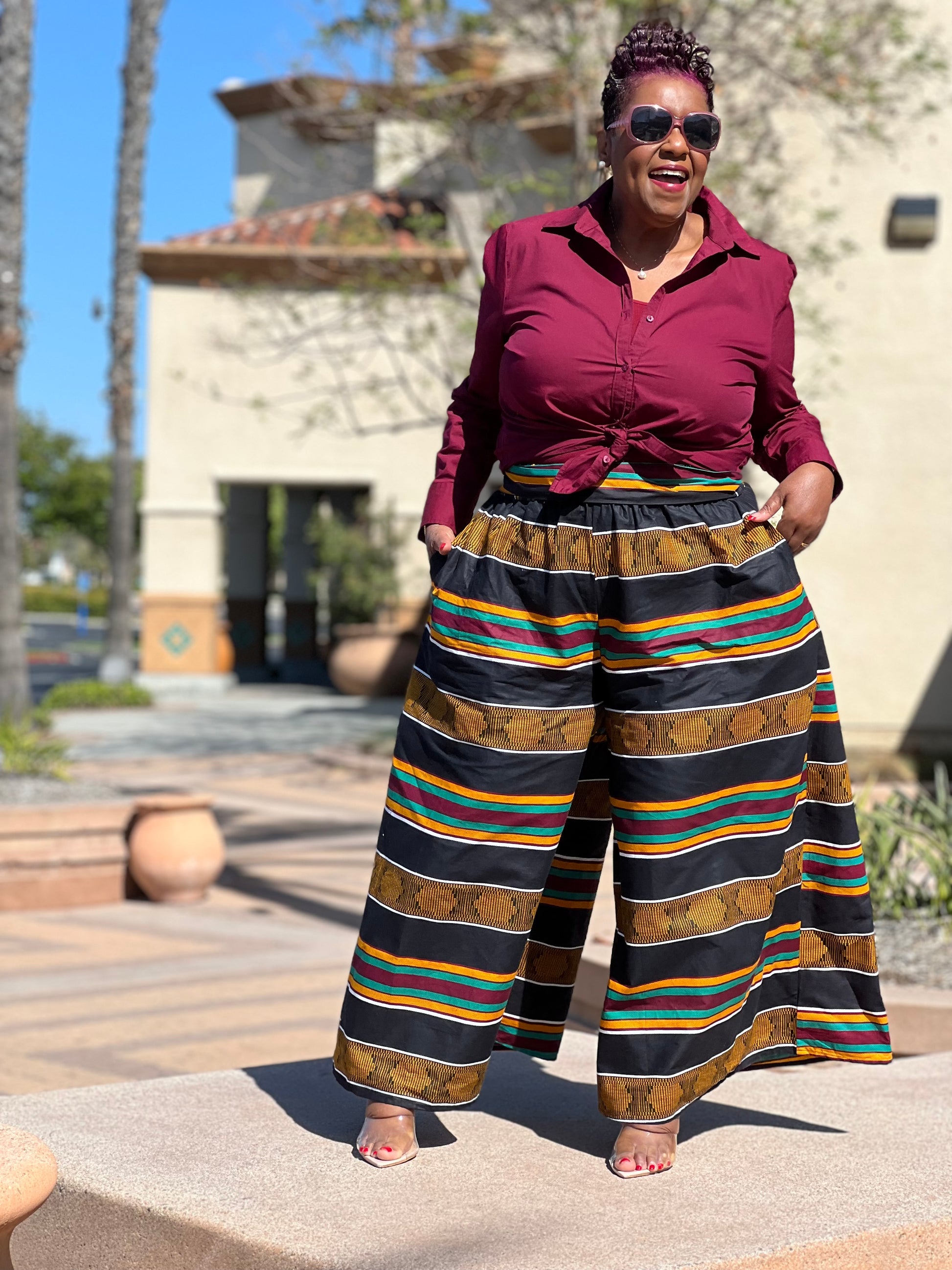 Tyra African Print Palazzo Pants - Shirley Girl Boutique